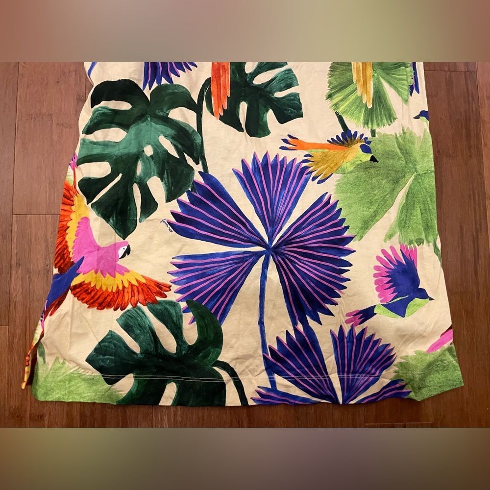 Farm Rio Dress Sleeveless Mini Shift Tropical Floral Parrot 100% Cotton XL NWT - Picture 10 of 11